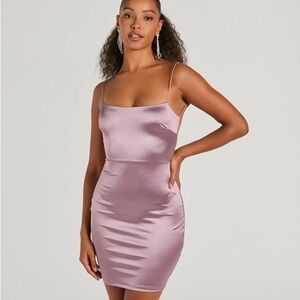 Windsor Sleek Satin Pink Mini Dress